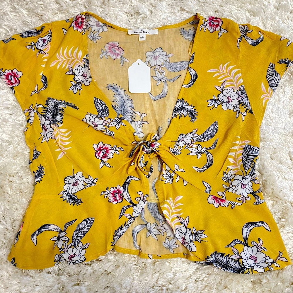 Love Tree tie front crop top - Floral
